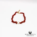 Bracelet corail sassi avec perle d'eau douce en vermeil