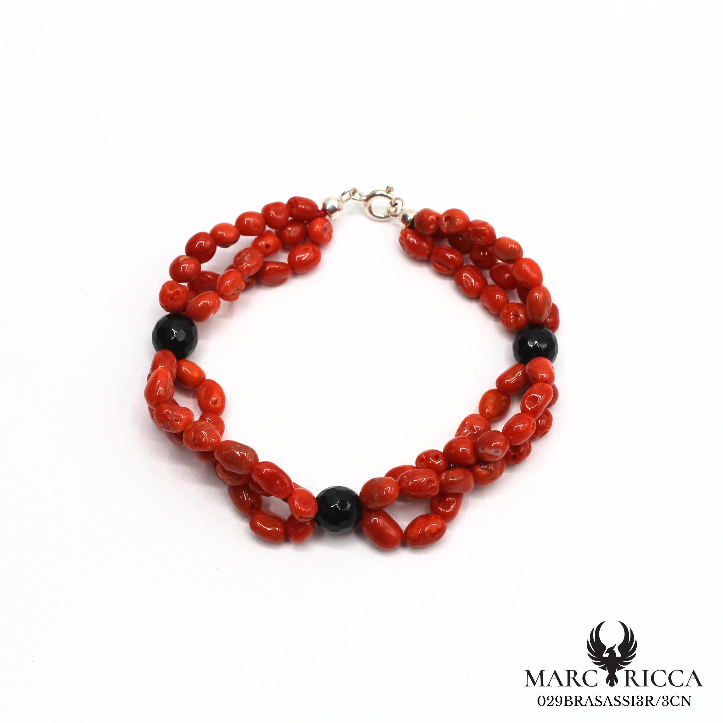 Bracelet en corail sassi et Onyx noir