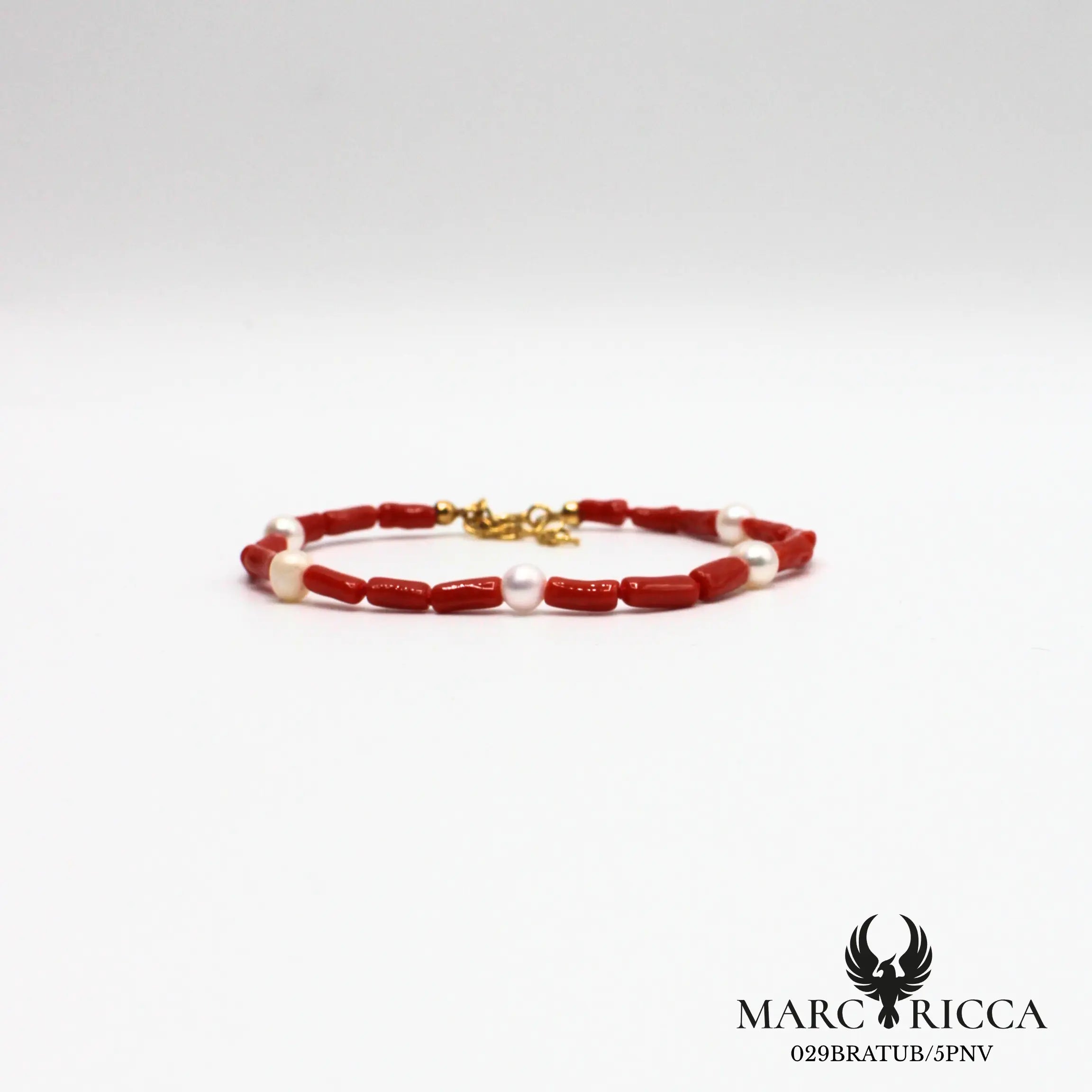 Bracelet tubes corail et perles nacrées