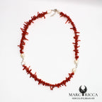 Collier corail cupolino avec perles d'eau douce