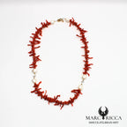 Collier corail cupolino avec perles d'eau douce
