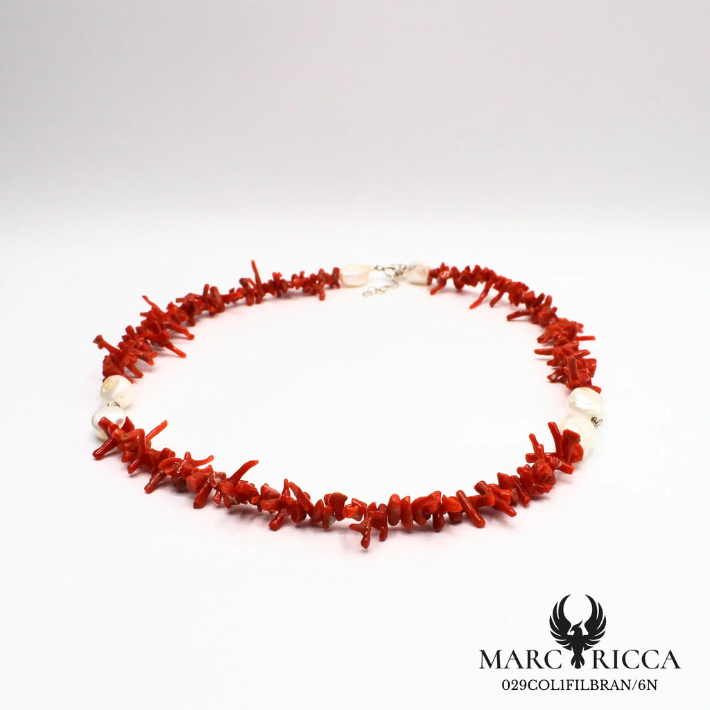 Collier corail cupolino avec perles d'eau douce