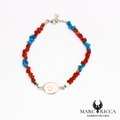 Bracelet corail, turquoise et œil de Sainte-Lucie en Argent
