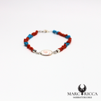 Bracelet corail, turquoise et œil de Sainte-Lucie en Argent