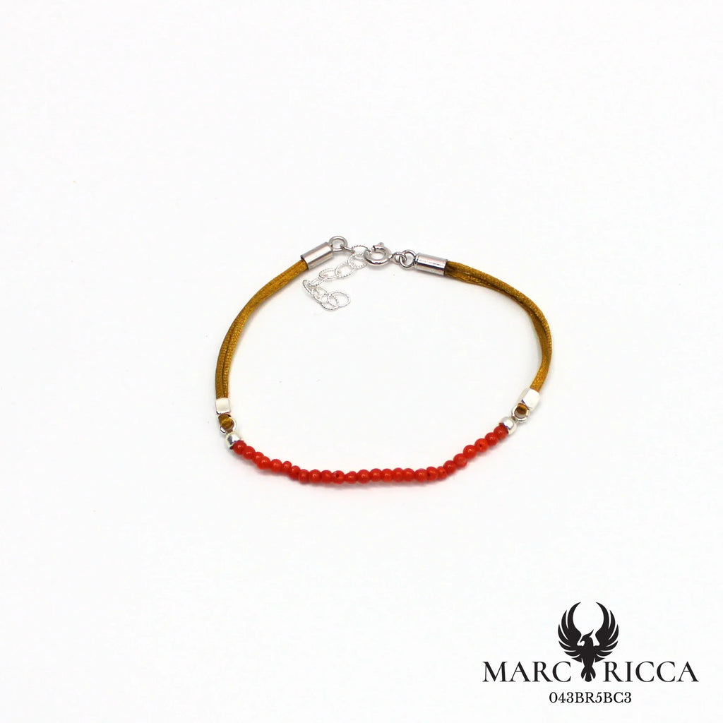 Bracelet cordon satin et perles de corail