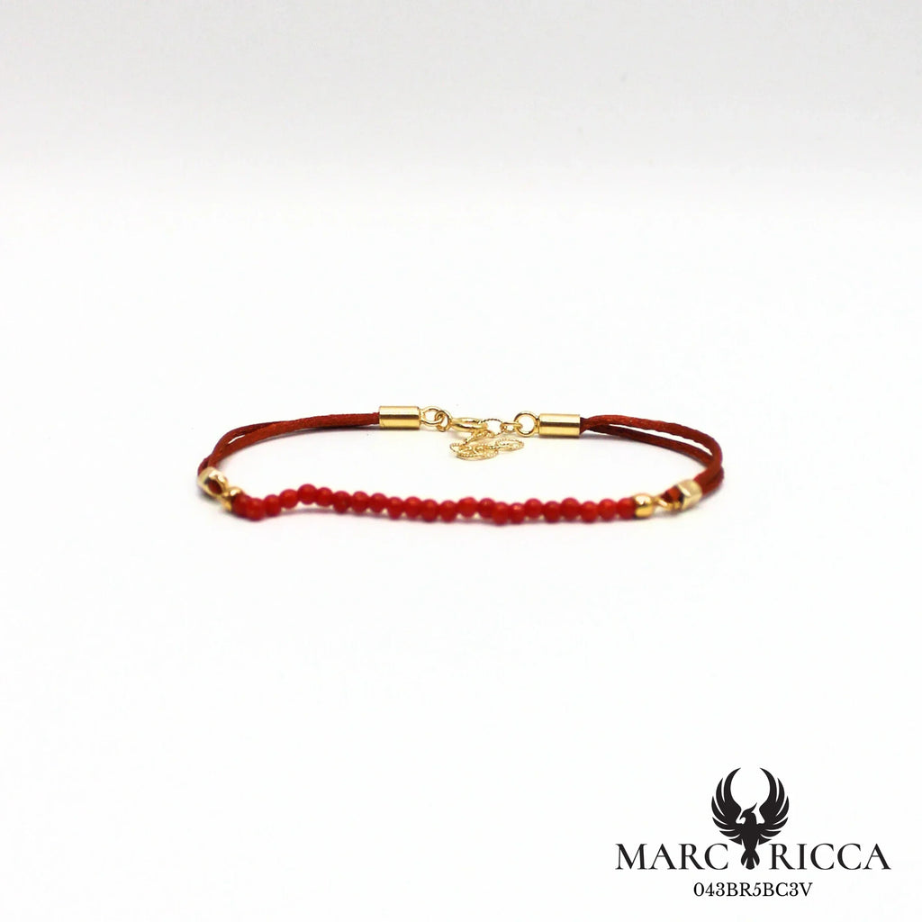 Bracelet cordon satin et perles de corail