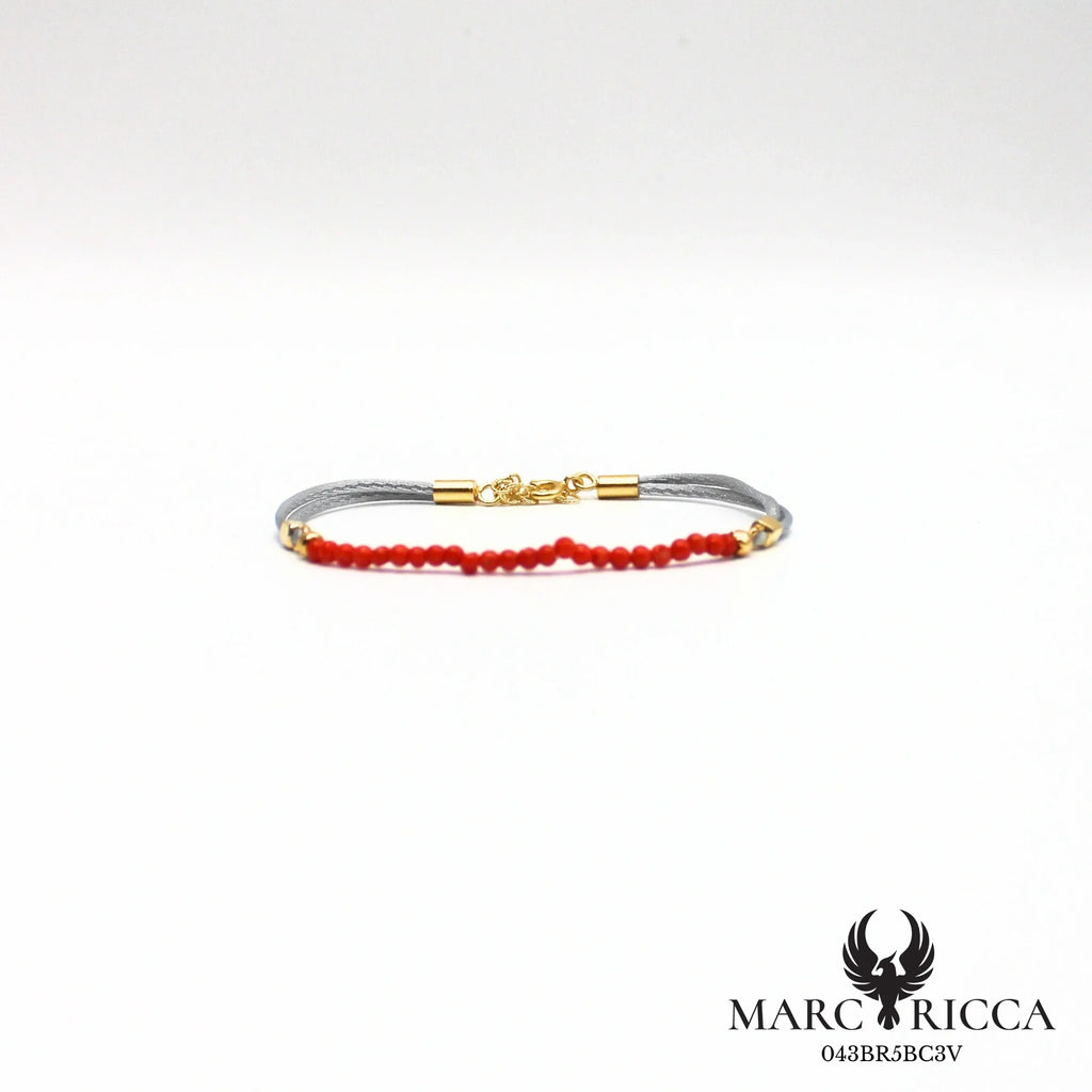 Bracelet cordon satin et perles de corail