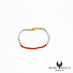 Bracelet cordon satin et perles de corail