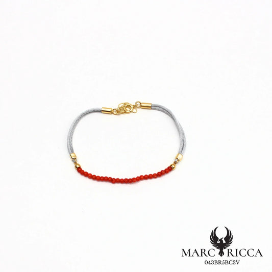 Bracelet cordon satin et perles de corail