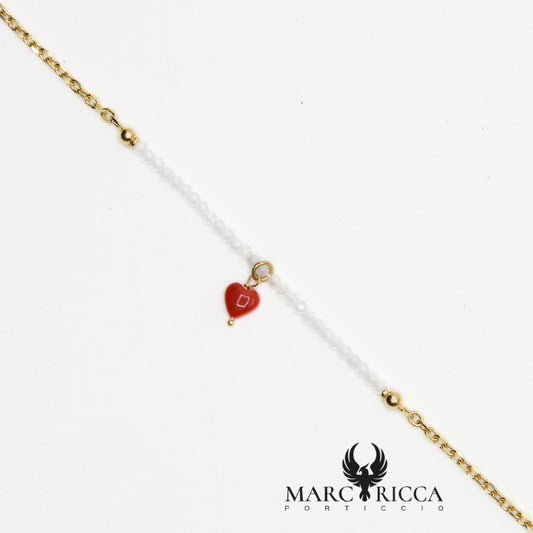 Bracelet Vermeil cœur Corail et perles cristal