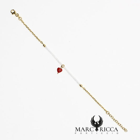 Bracelet Vermeil cœur Corail et perles cristal