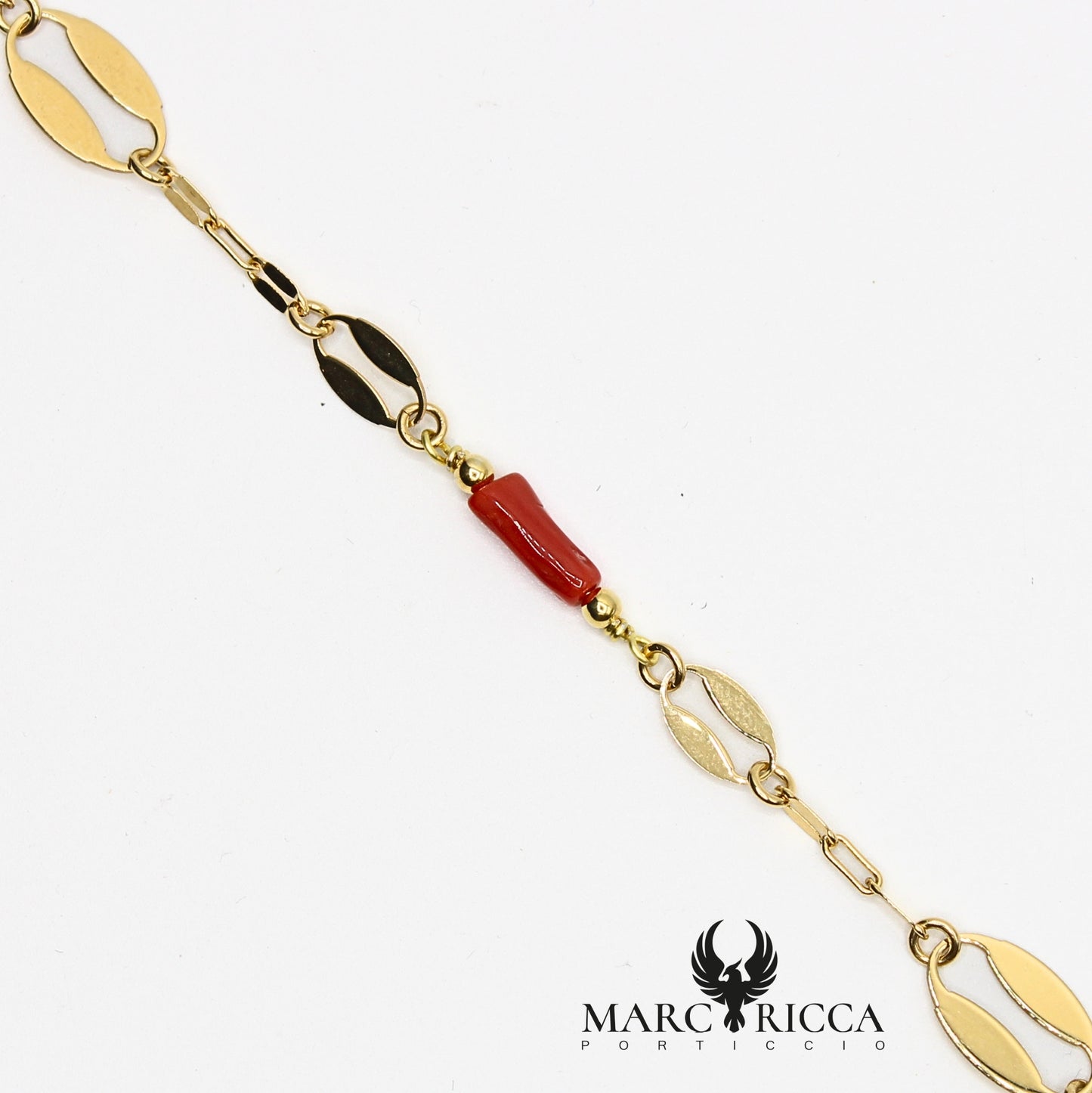 Bracelet Vermeil grosse maille et Corail