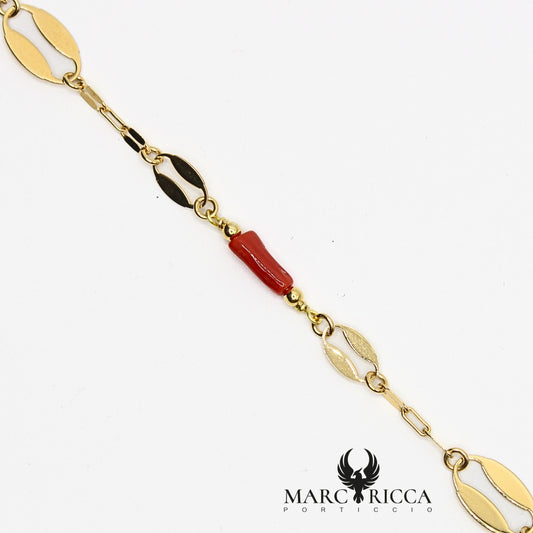 Bracelet Vermeil grosse maille et Corail