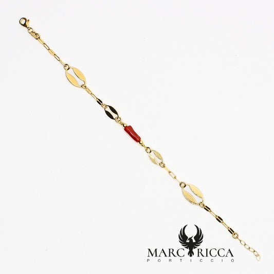 Bracelet Vermeil grosse maille et Corail