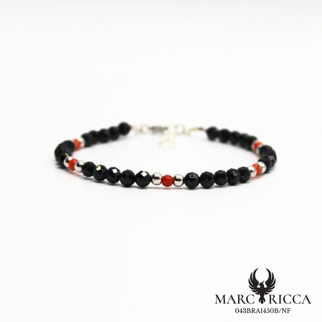 Bracelet cristal noir et corail