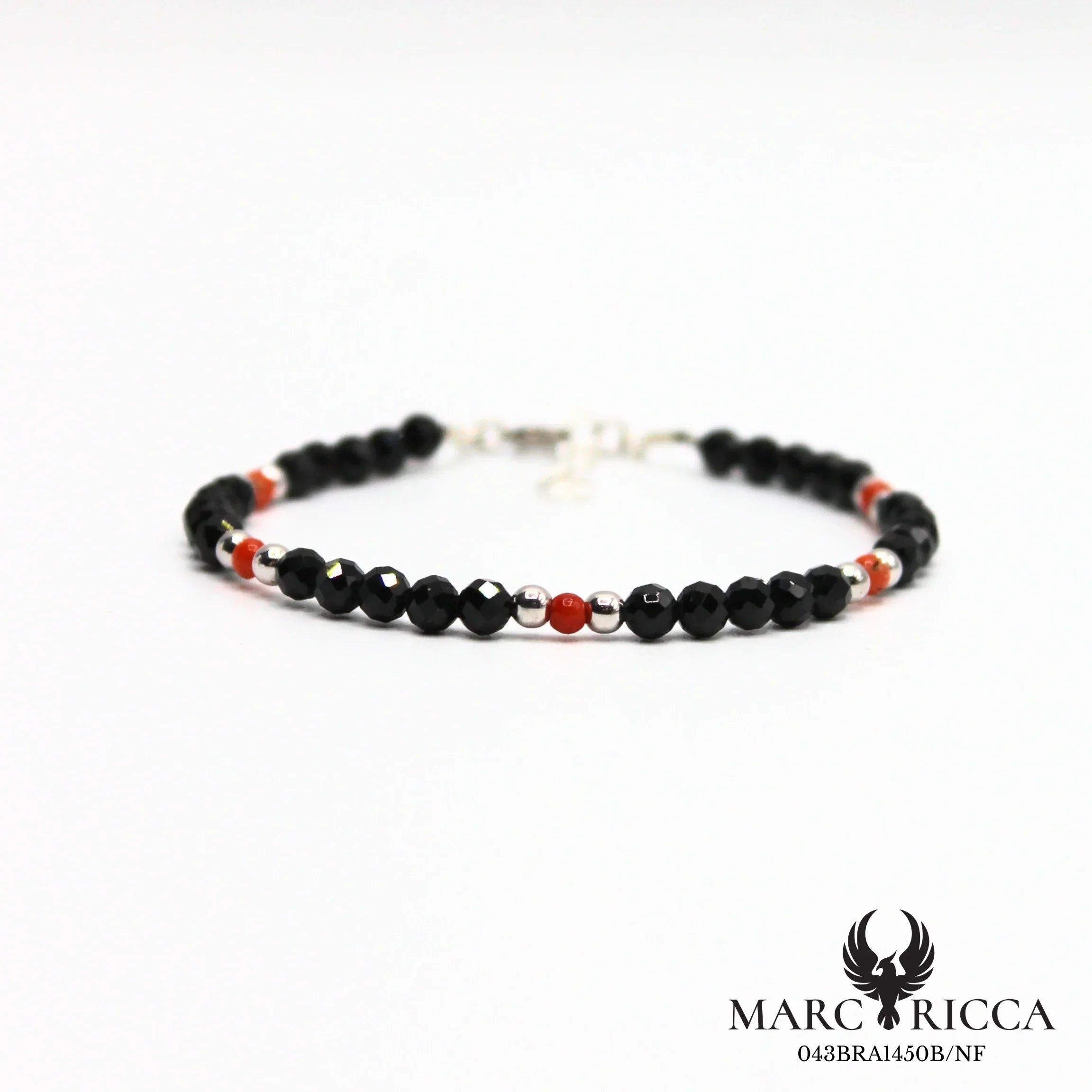 Bracelet cristal noir et corail