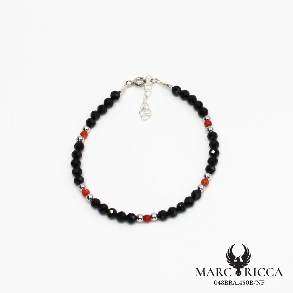 Bracelet cristal noir et corail