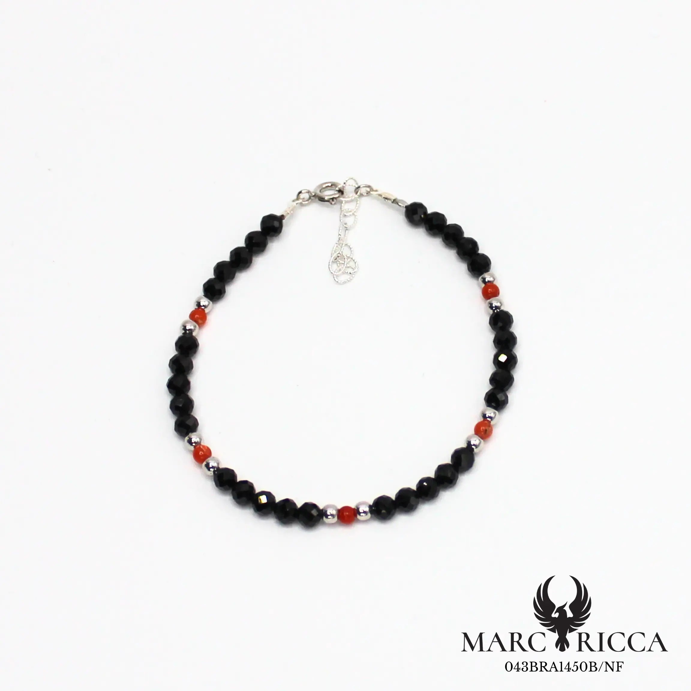 Bracelet cristal noir et corail