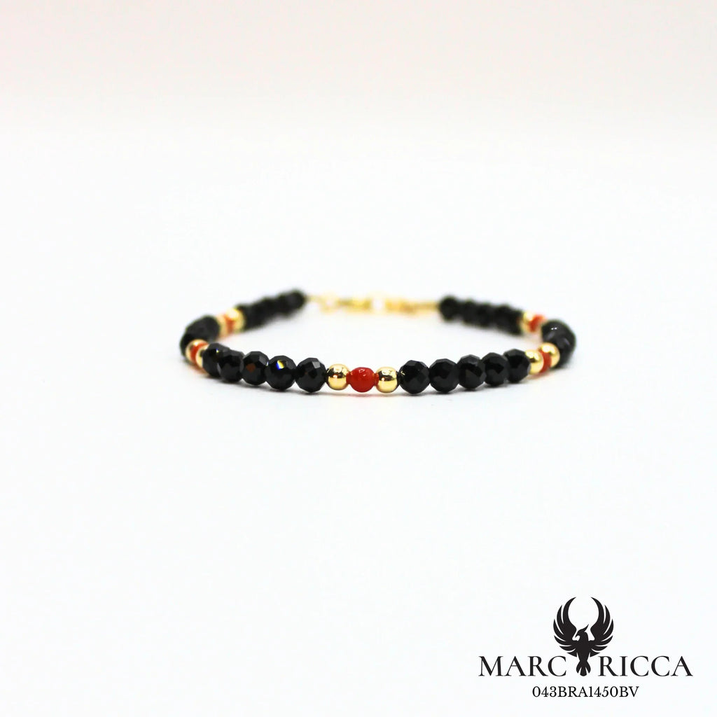 Bracelet cristal noir et corail