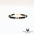 Bracelet cristal noir et corail