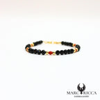 Bracelet cristal noir et corail