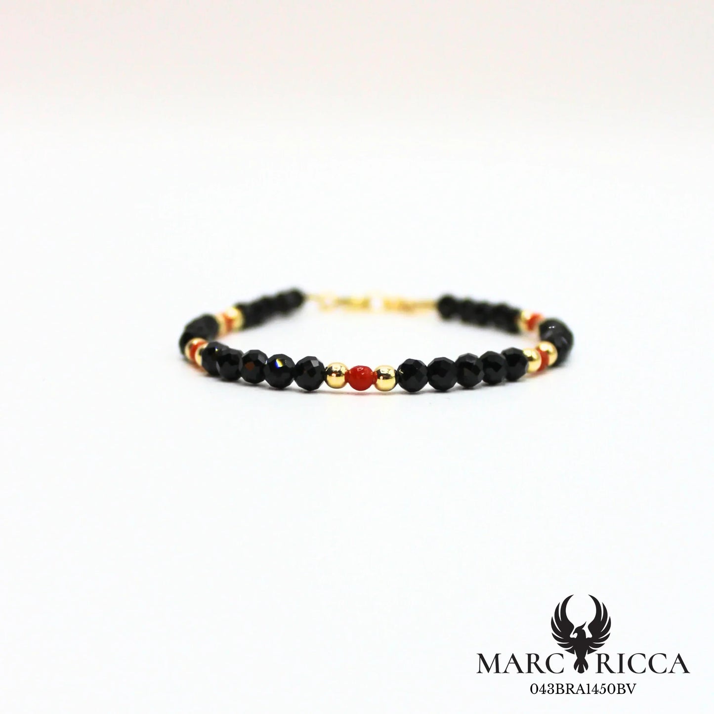 Bracelet cristal noir et corail