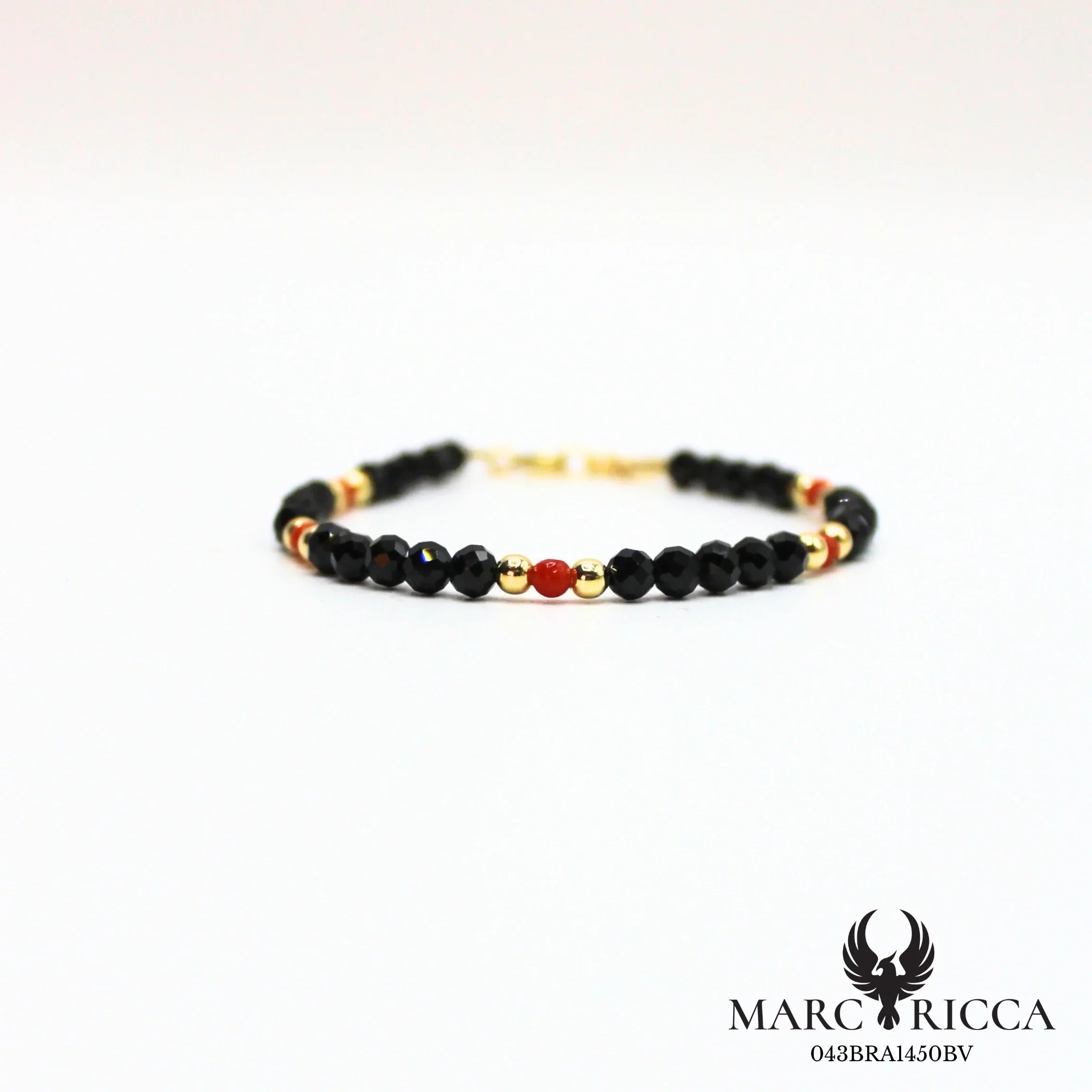 Bracelet cristal noir et corail