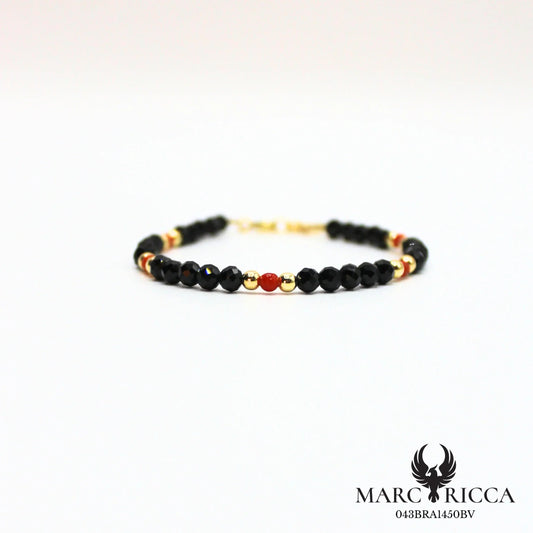 Bracelet cristal noir et corail