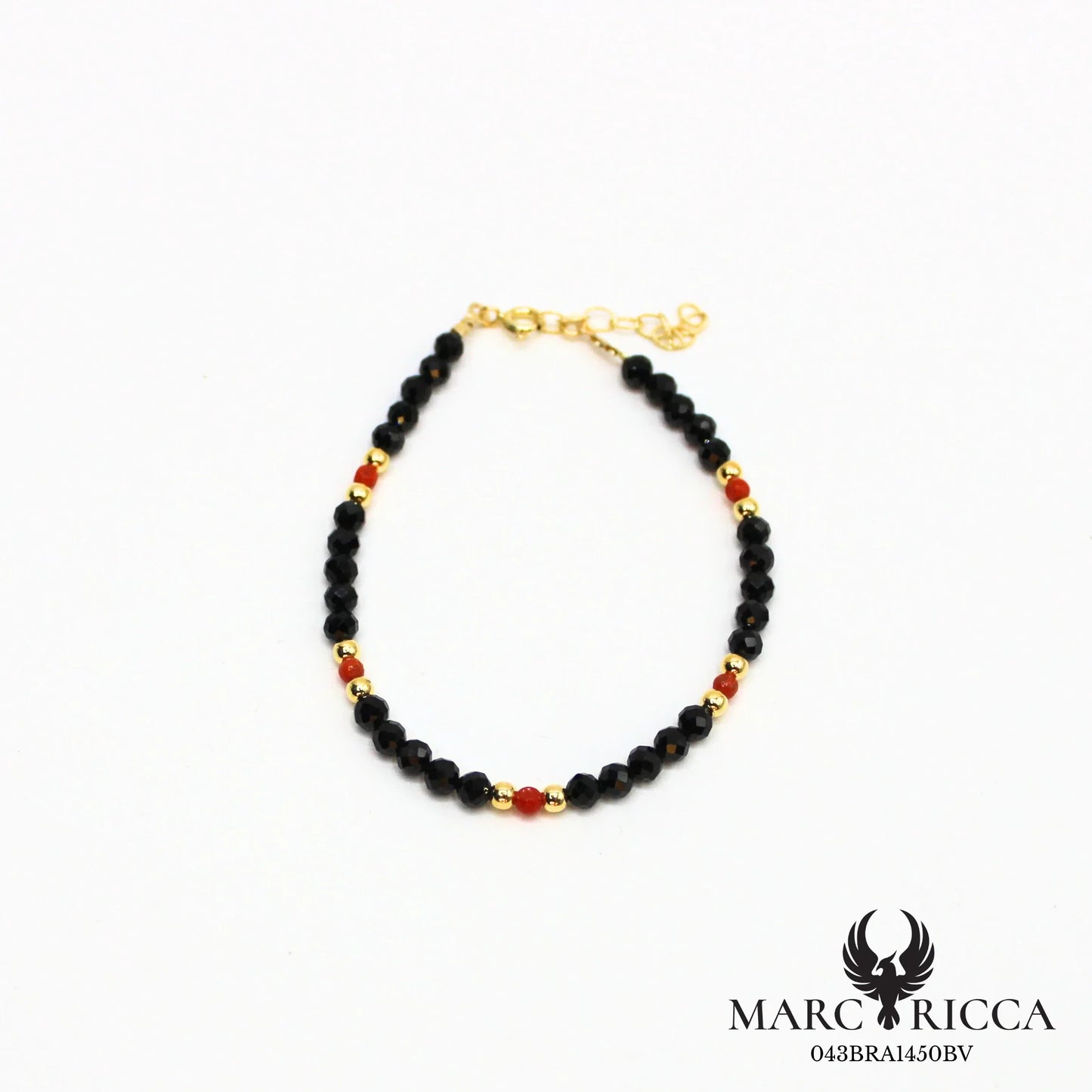 Bracelet cristal noir et corail
