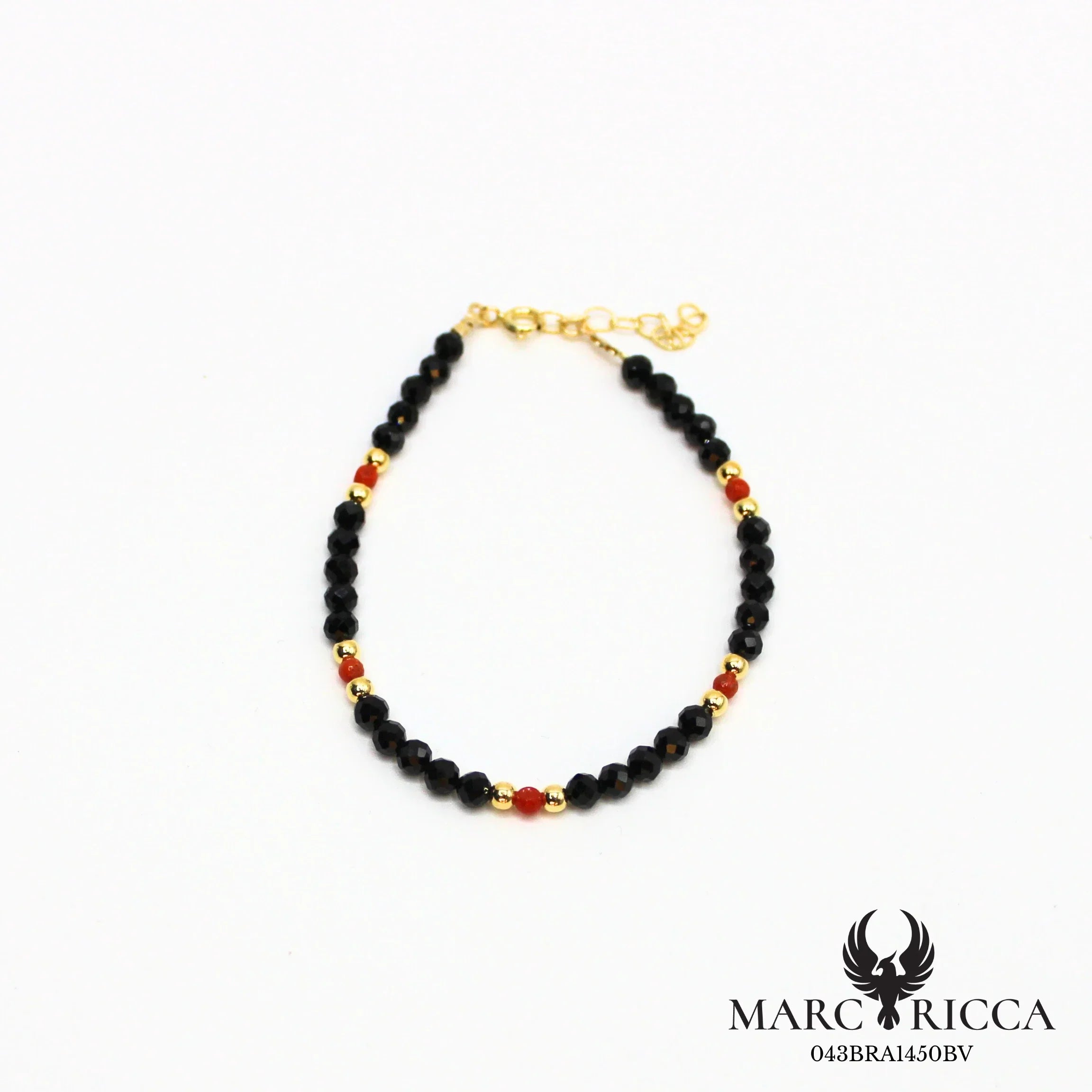 Bracelet cristal noir et corail