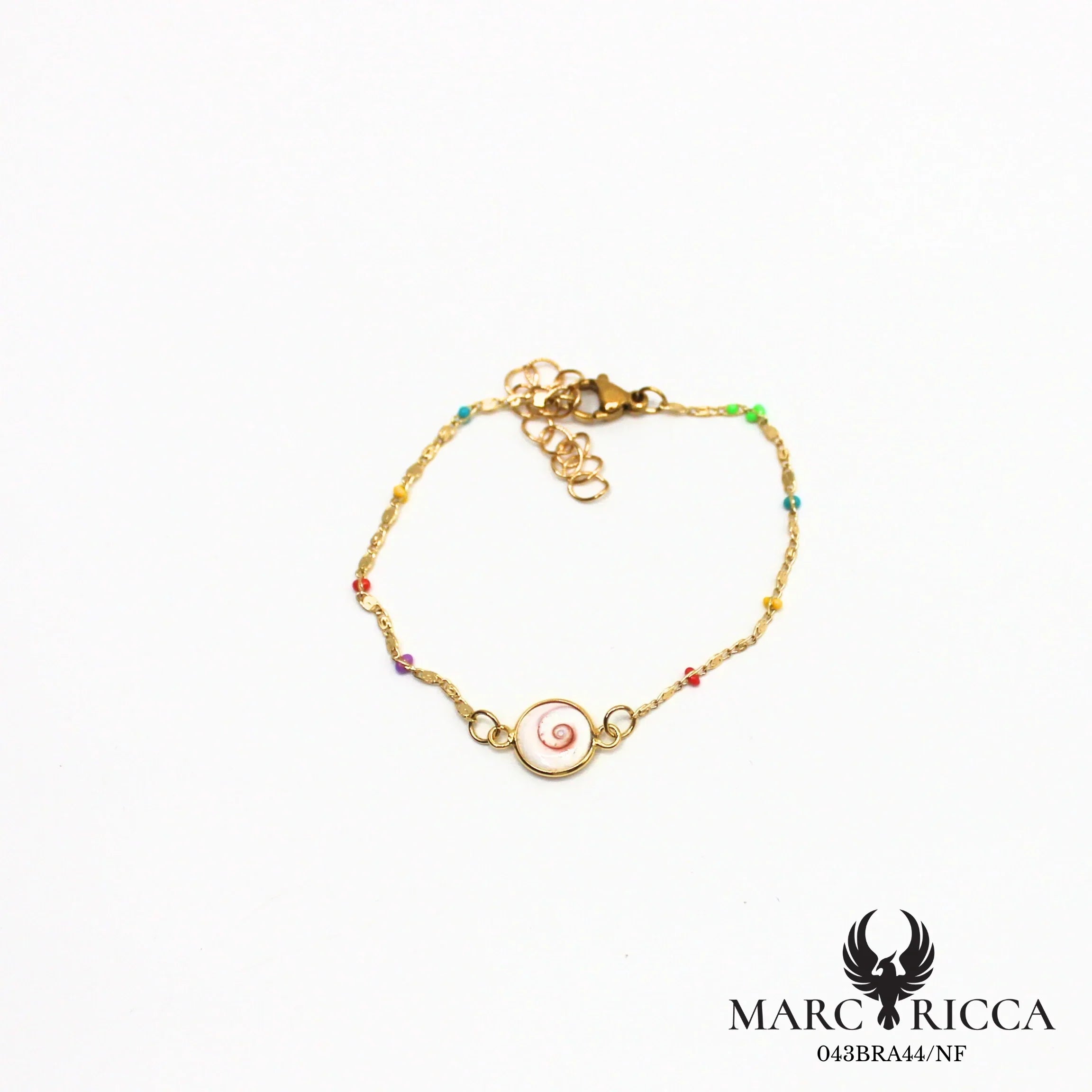 Bracelet en acier œil de Sainte Lucie et perles de résines