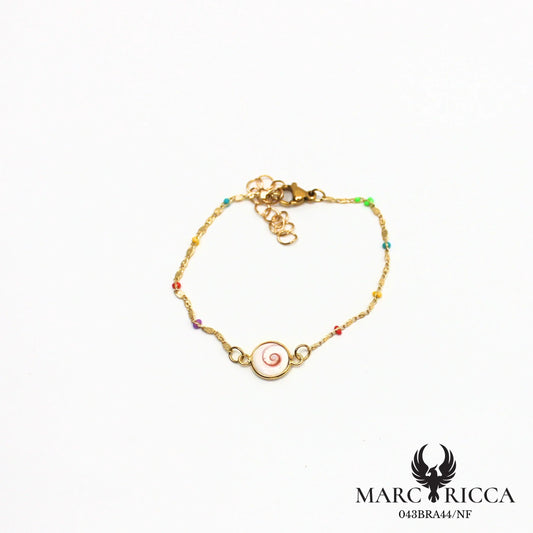 Bracelet en acier œil de Sainte Lucie et perles de résines