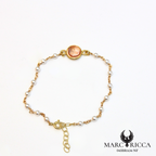 Bracelet chaine en vermeil avec œil de Sainte Lucie et perles