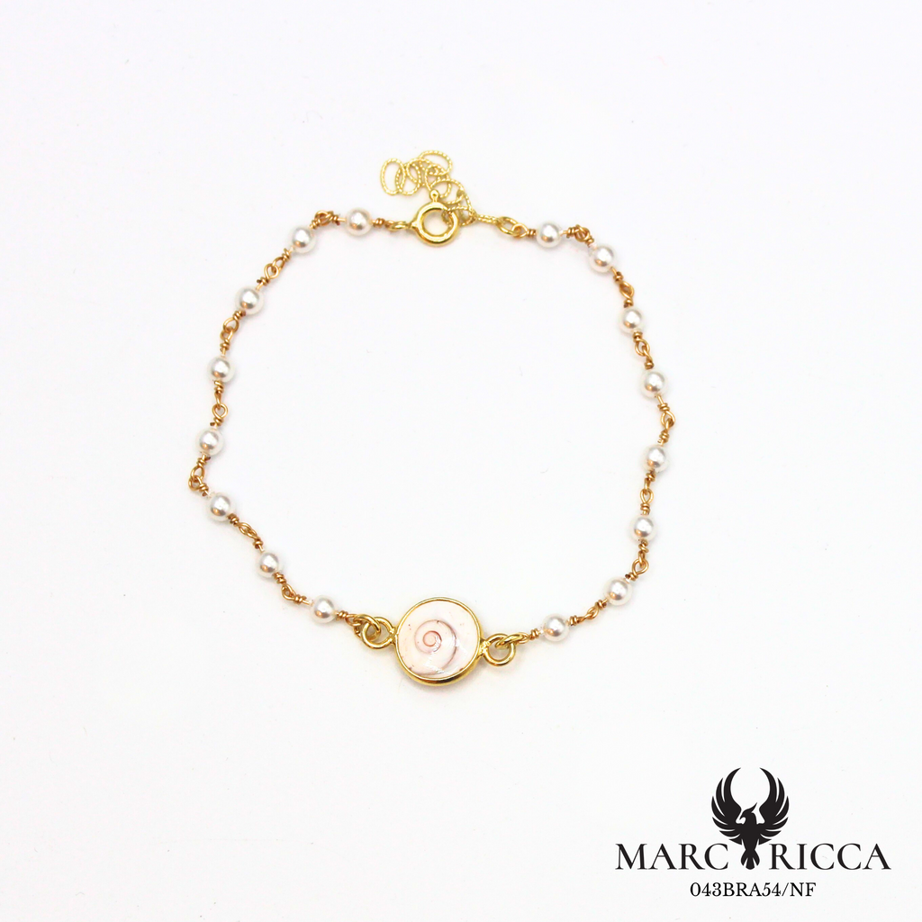 Bracelet chaine en vermeil avec œil de Sainte Lucie et perles