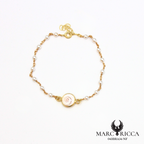 Bracelet chaine en vermeil avec œil de Sainte Lucie et perles