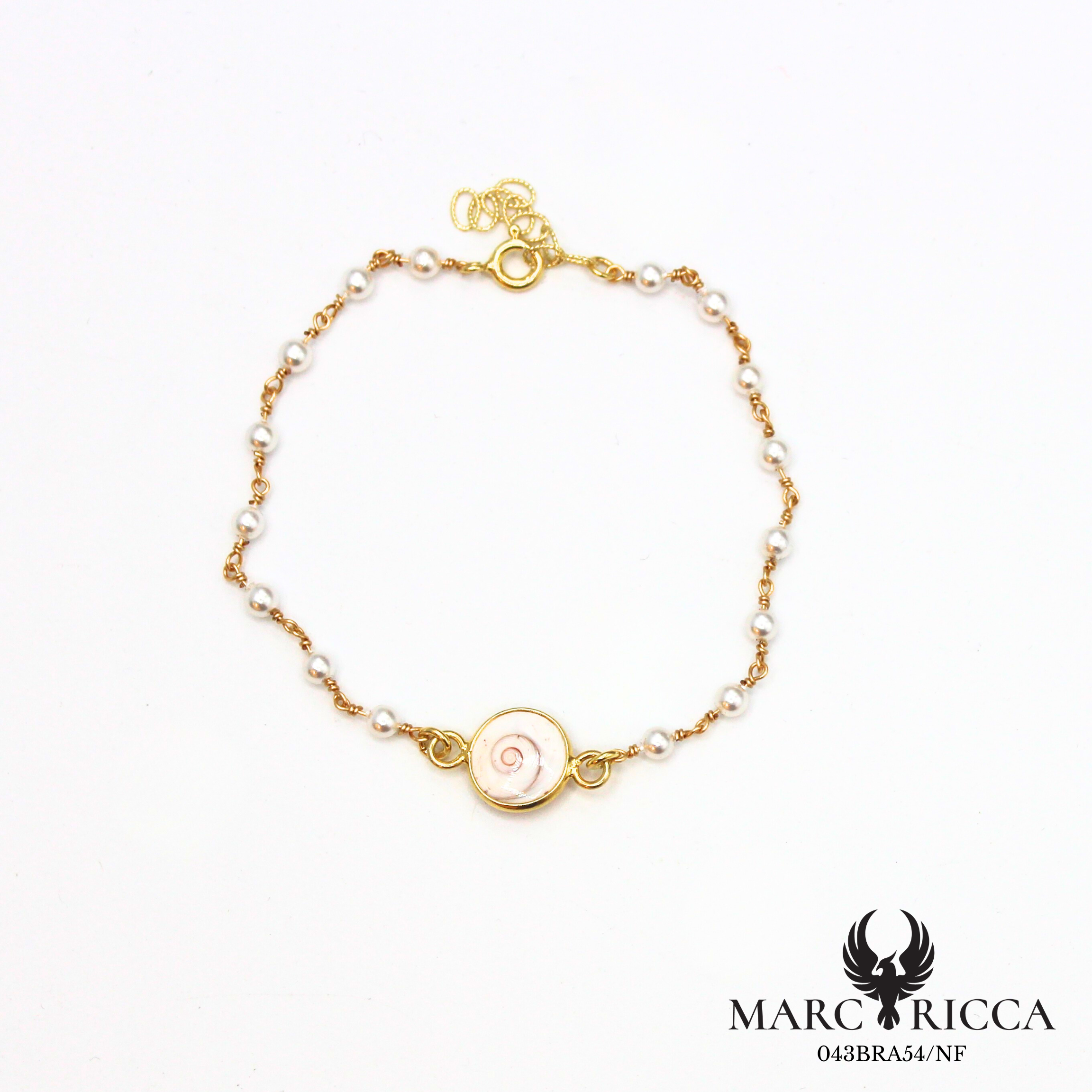Bracelet chaine en vermeil avec œil de Sainte Lucie et perles
