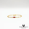 Bracelet chaîne en vermeil avec tube en corail