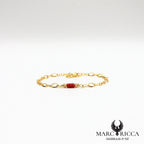 Bracelet chaîne en vermeil avec tube en corail