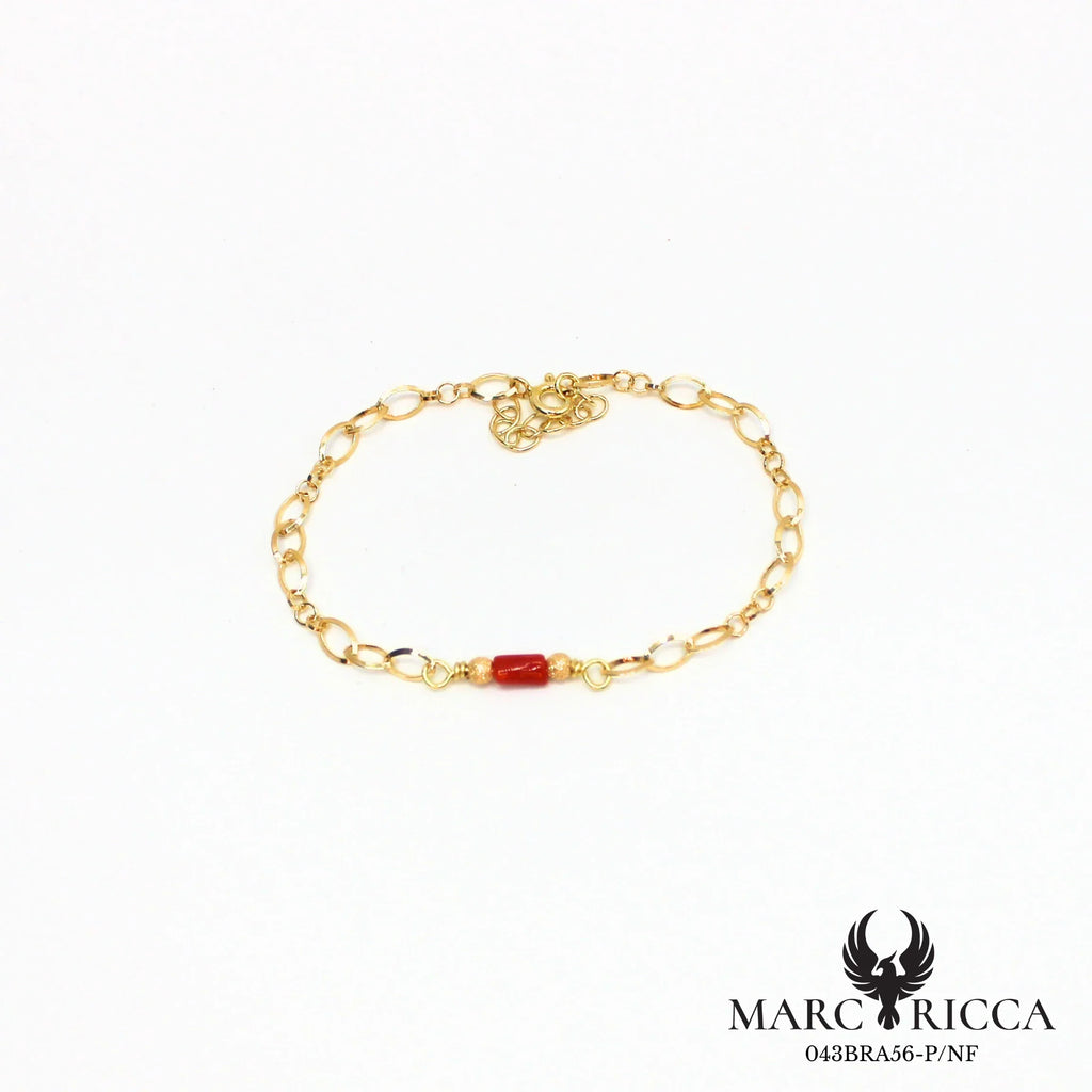 Bracelet chaîne en vermeil avec tube en corail
