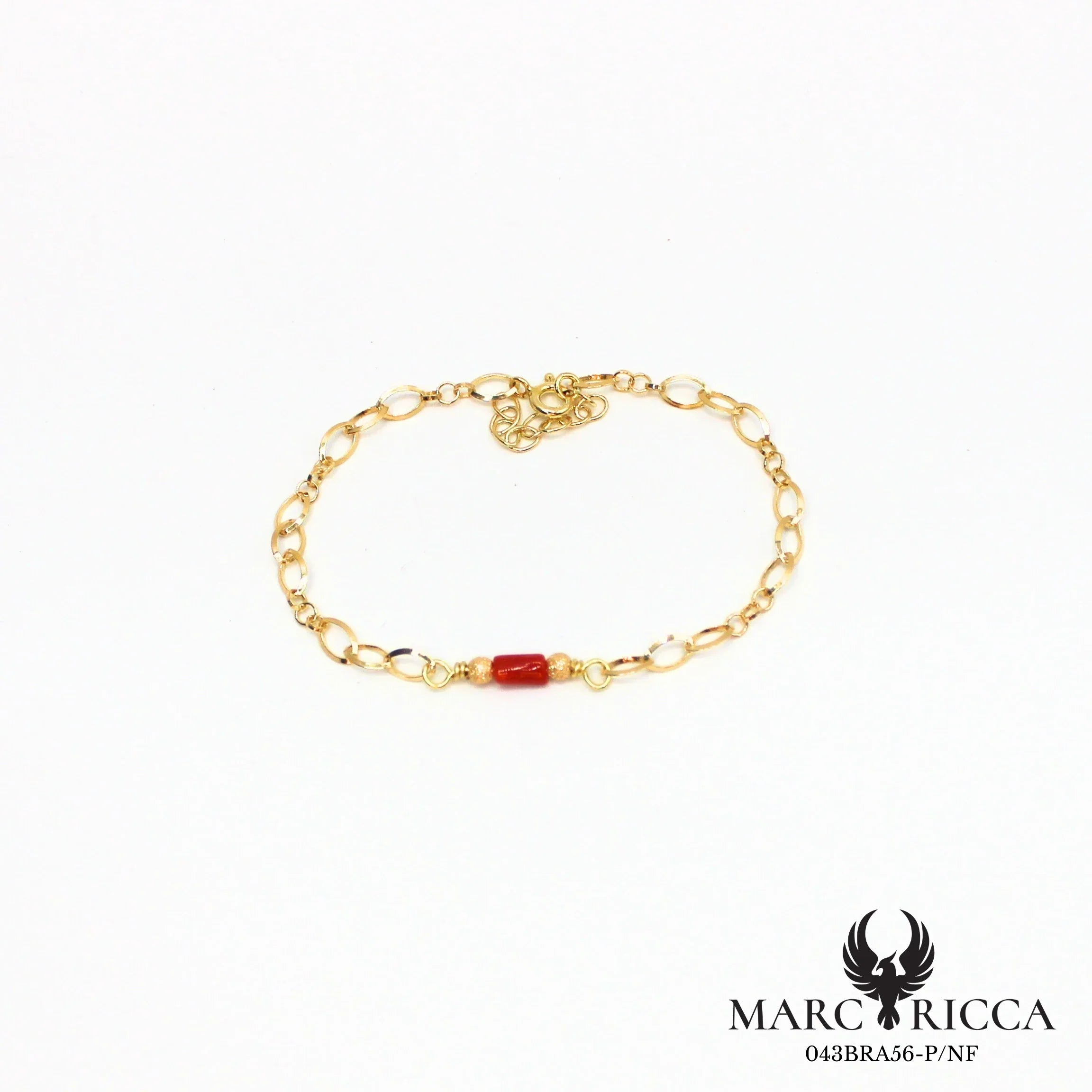 Bracelet chaîne en vermeil avec tube en corail