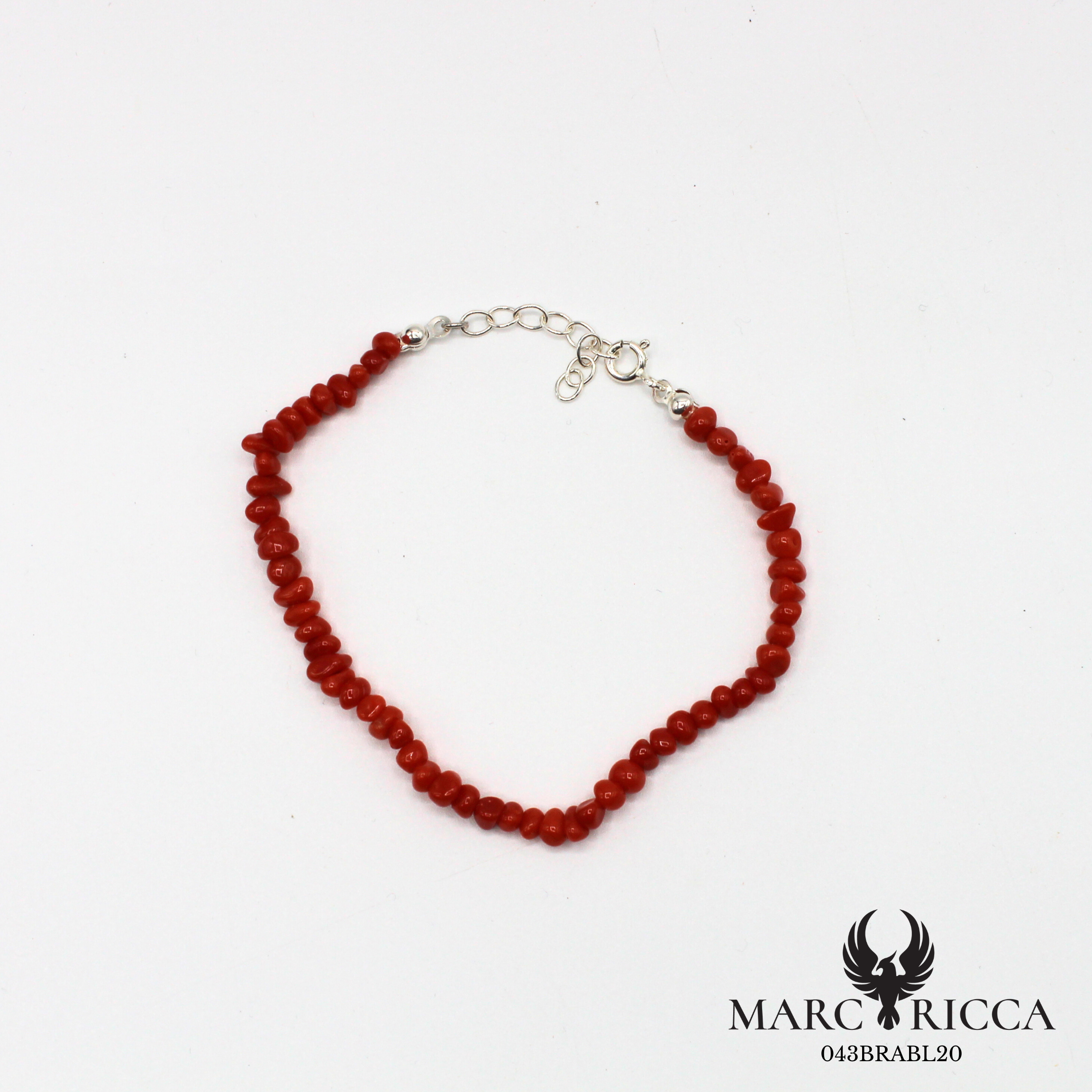 Bracelet boule de corail baroque en argent