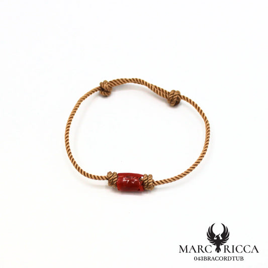 Bracelet corde avec tube de corail