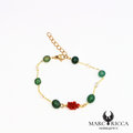Bracelet en acier inoxydable avec corail et pierres de verres