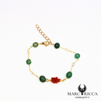 Bracelet en acier inoxydable avec corail et pierres de verres