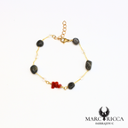 Bracelet en acier inoxydable avec corail et pierres de verres
