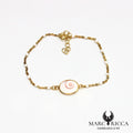 Bracelet en vermeil avec œil de Sainte Lucie et perles de résines
