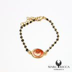 Bracelet chaîne perles de résines en vermeil avec Œil de Sainte Lucie