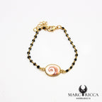 Bracelet chaîne perles de résines en vermeil avec Œil de Sainte Lucie