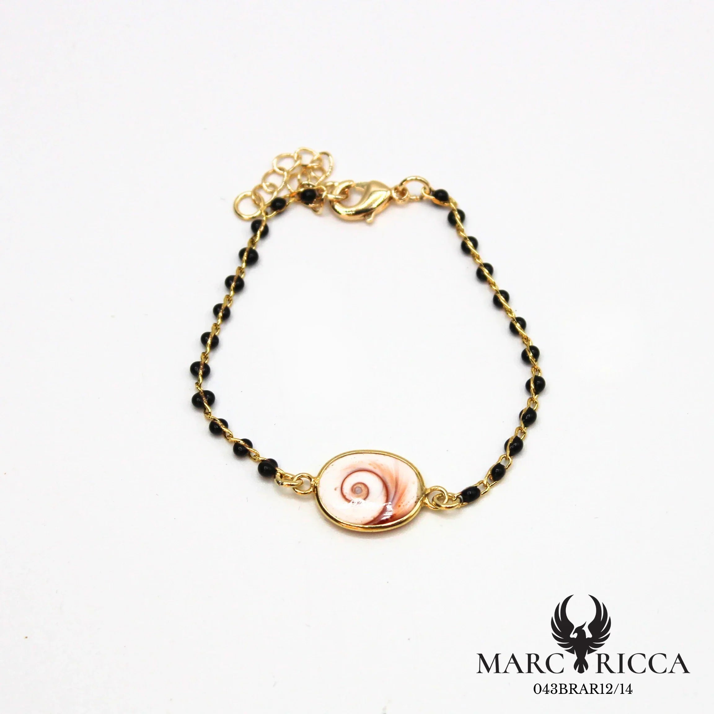 Bracelet chaîne perles de résines en vermeil avec Œil de Sainte Lucie