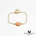Bracelet chaîne perles de résines en vermeil avec Œil de Sainte Lucie